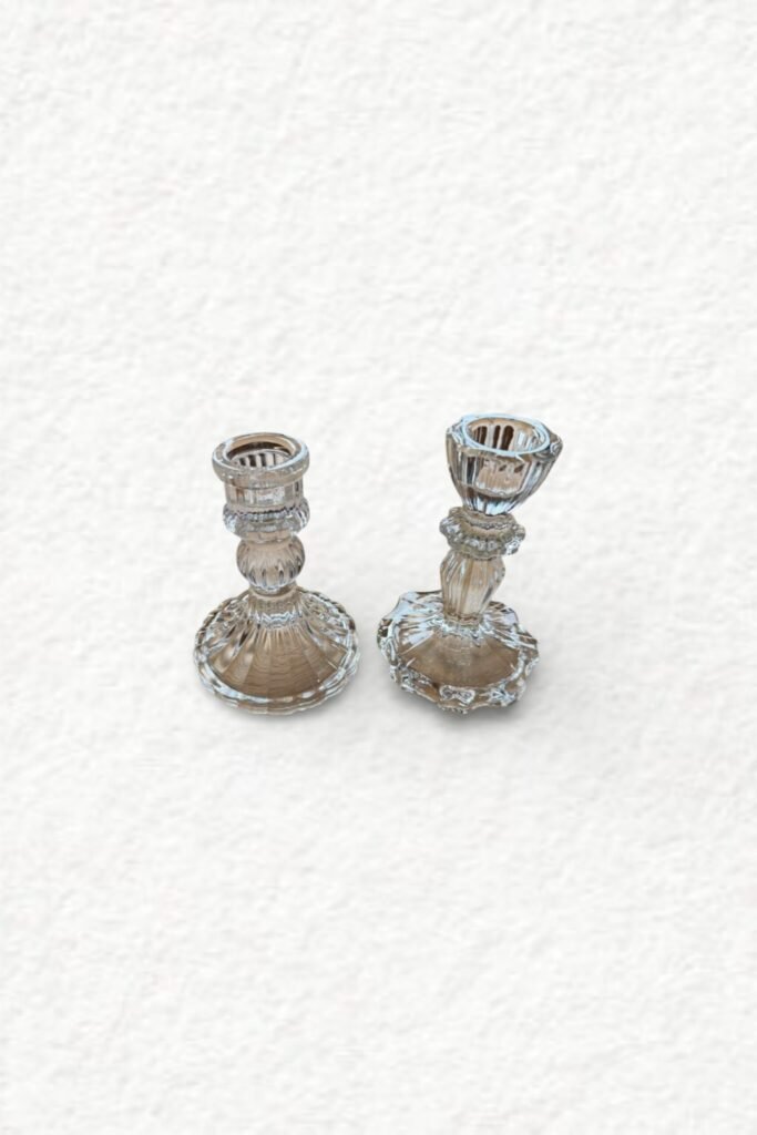 Kerzenhalter - Glas / kristallklar / unterschiedliche Formen und Größen (H10 - 11 cm)