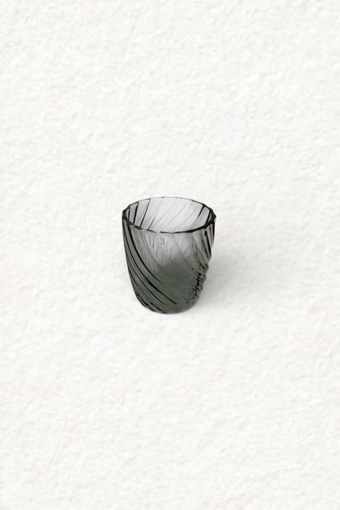 Teelichthalter - Glas / blau / geriffelt (H8 cm)
