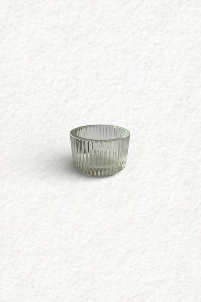 Teelichthalter - Glas / geriffelt (H4 cm)