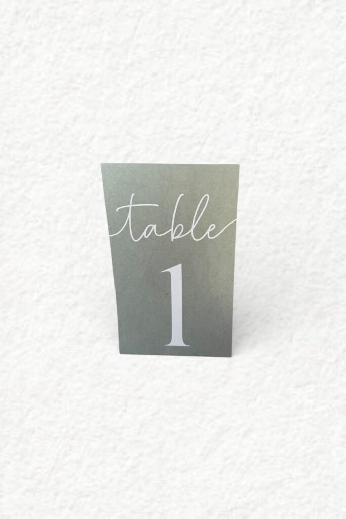 Tischnummer - salbeigrün / Papier (Nummer 1 - 12)