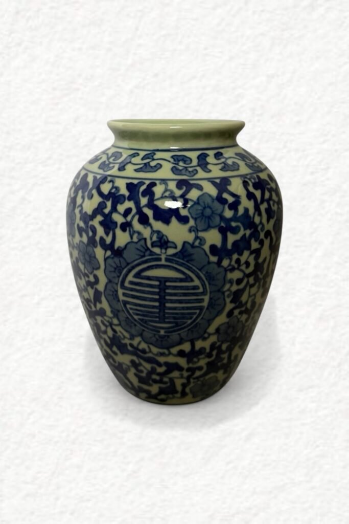 Vase - Mediterran / blau / weiß