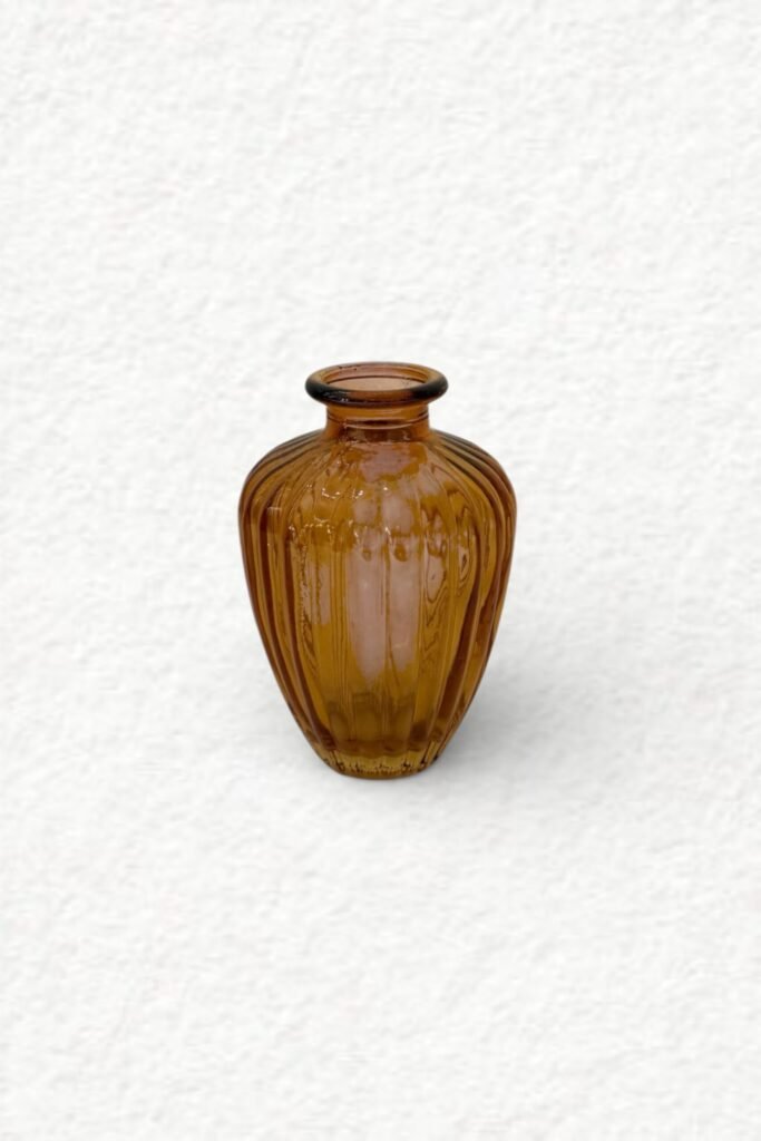 Vase - orange / geriffelt (H12 x 2,5 cm)