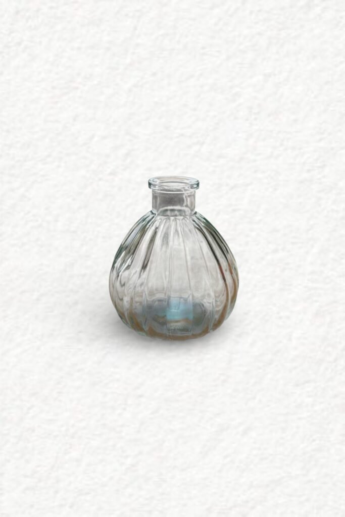 kleine Vase - Glas / rund / geriffelt (H9 x 8 x 1,8 cm)