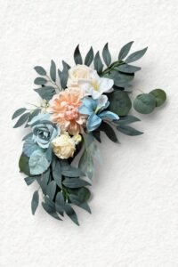 Kunstblumengesteck - pastellfarben blau rosa gelb (2)
