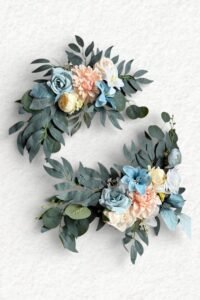 Kunstblumengesteck - pastellfarben blau rosa gelb