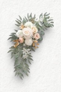 Kunstblumengesteck - rosa creme gold (2)