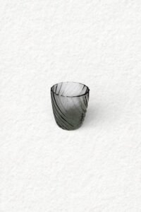 Teelichthalter - Glas blau geriffelt (H8 cm)